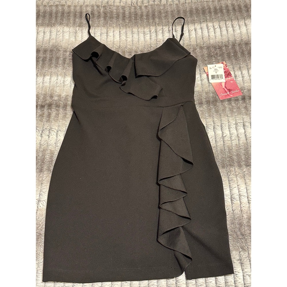 NEW Emerald Sundae Black Ruffle Mini Dress Size Medium